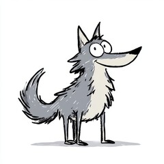 Cute cartoon wolf isolated on white background. Side view. Vector illustration.