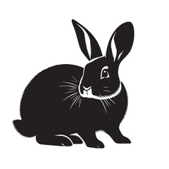 Obraz premium Black silhouette of a sitting rabbit