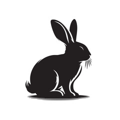 Obraz premium Black silhouette of a sitting rabbit