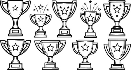 trophy illustrations with star decorations
