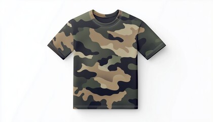 Camouflage Print Tee With Ure Design: A Trendy And Versatile T-Shirt Featuring A Unique Camouflage Pattern And Ure Logo Branding.
