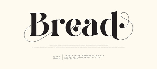 Bread logo elegant luxury font alphabet . Typography Beauty minimal modern fashion classic letter serif fonts decorative wedding vintage retro logos. vector illustration
