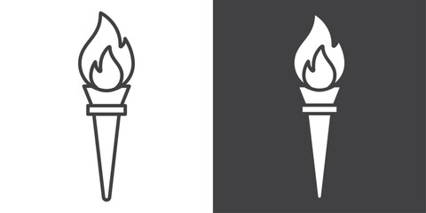 Torch flame icon symbol illustration logo
