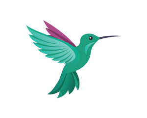 Obraz premium Colorful Hummingbird Vector Art – Silhouette Vector tropical Wildlife Bird Design Isolated