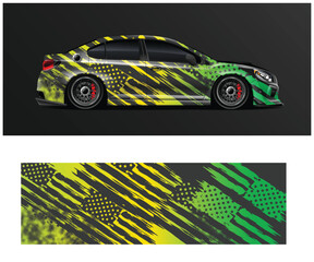 Abstract Grunge American Flag Car Wrap Design