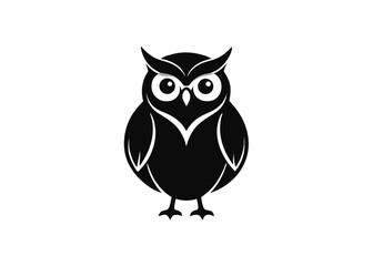 Fototapeta premium Minimalist Owl Vector Illustration – Flat Design Wildlife Bird on Plain Background