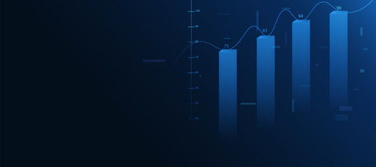 Financial Growth Chart on dark blue background