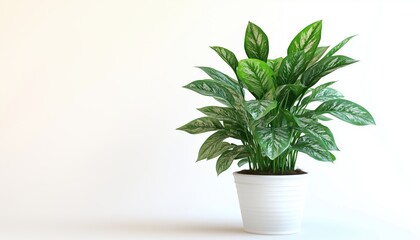 Obraz premium Aglaonema Modestum In Plastic Pot On White Background: A Stunning Chinese Evergreen Plant For Indoor DéCor And Air Purification.