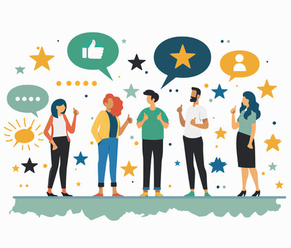 A diverse team celebrates success, giving thumbs up amidst positive feedback symbols.