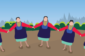 Local Culture and Traditions as a Global Citizens concept, some local teens and girls celebrate their culture, vector illustration design background