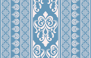 Ethnic tribes, Lanna fabric pattern, seamless abstract flowers for decorating borders, carpets