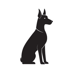 Doberman Pinscher Sitting Dog Silhouette Art