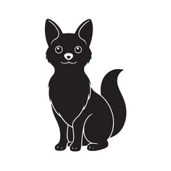 Pomeranian Sitting Dog Silhouette Vector Image