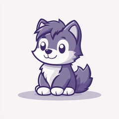 Cute cartoon husky puppy