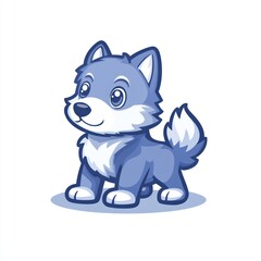 Cute cartoon husky puppy, standing pose