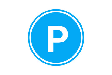 Blue Circular Parking Symbol Icon – White P Traffic Sign Vector