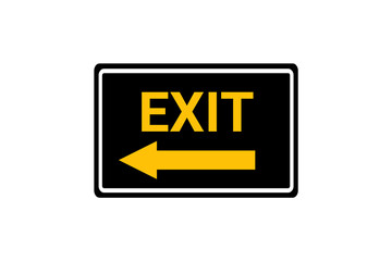 Black Exit Sign with Yellow Left Arrow – Bold Directional Safety Symbol
