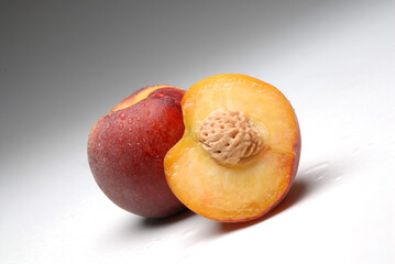peach on black background