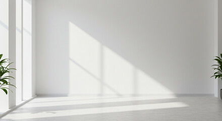 empty product promtion room with sunliht light ray and leavs. minimalist scene perfect for showcasing products. 