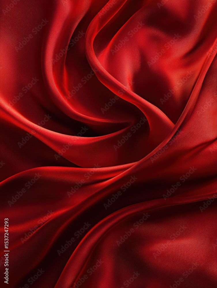 Poster elegant and dynamic red textile with a wavy design.