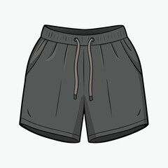 Gray sport shorts flat vector illustration for fashion and apparel design concept