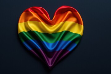 Silk heart in rainbow colors, symbol of the LGBT community and Pride Month celebration

