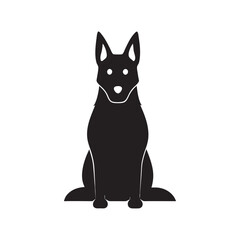 German Shepherd Sitting Dog Illustration Vector