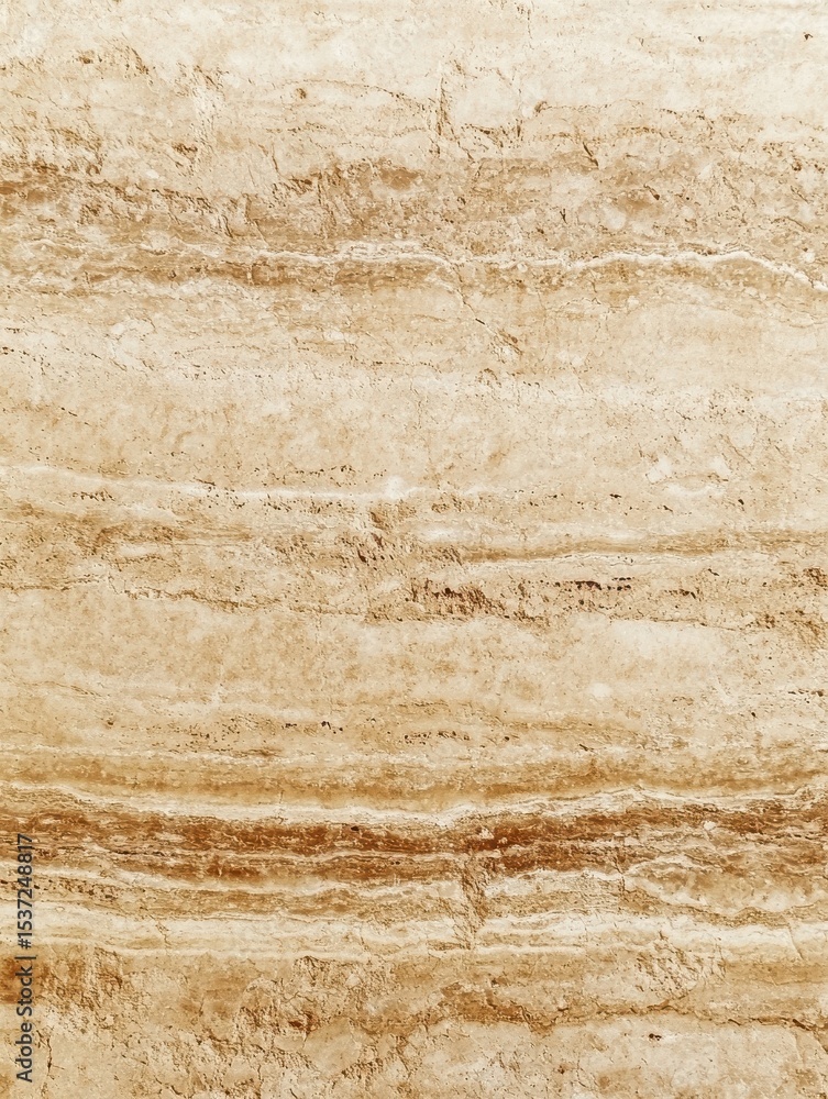 Poster travertine texture: elegant beige travertine stone texture with subtle linear patterns and natural v