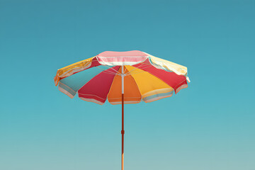 Vibrant Beach Umbrella Under Summer Sky