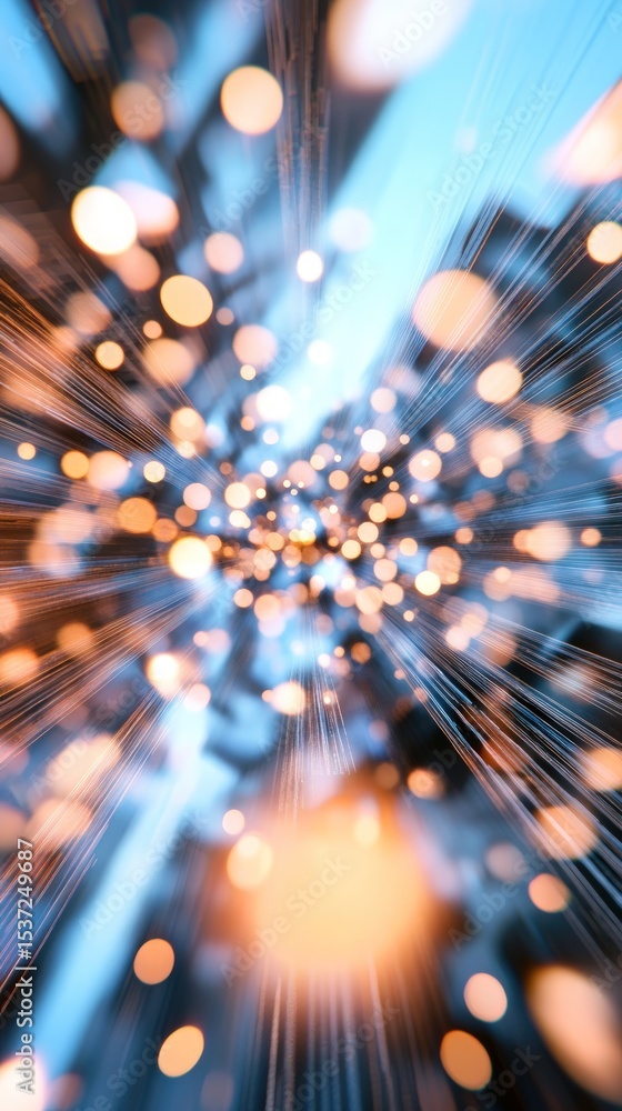 Poster abstract light beams streaks background with bokeh effects radial pattern