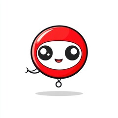 Cute red balloon character.  Happy, cartoon
