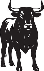 Bull silhouette powerful black and white, Strong animal vector design farm theme