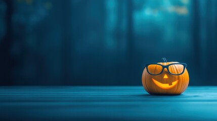 Carved pumpkin with glasses halloween decoration