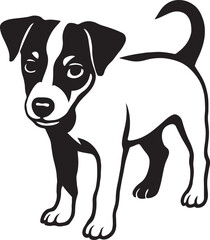 Fototapeta premium Jack russell terrier cute silhouette art, Small dog black and white pet design
