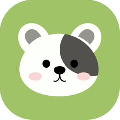 White panda face with black patch