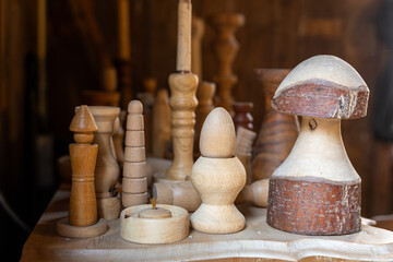 Handcrafted Turned Wooden Forms on Display