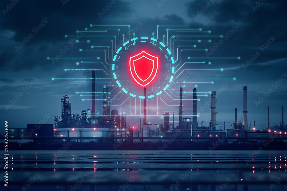 Poster digital pcb shield icon on dark futuristic background. cybersecurity & network security concept. ai 