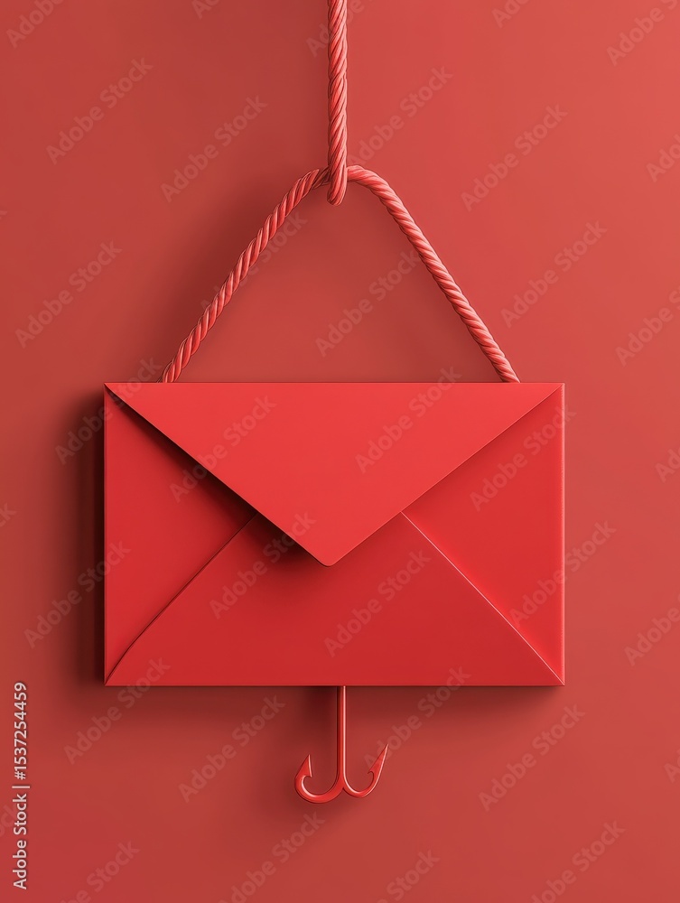 Poster cyber security alert: phishing email with hook icon illustrating common cyber attack methods