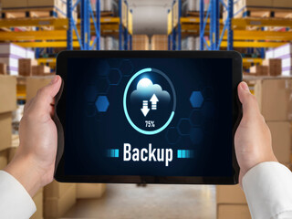 Backup Storage Data Internet Technology Business concept. Database storage cloud technology file...