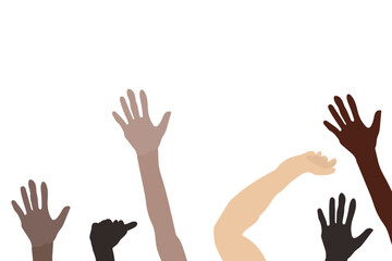 Global protests concept, people raise their hands for their demand, vector illustration design background