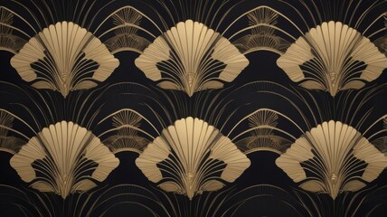 Illustration of elegant gold and black art deco pattern