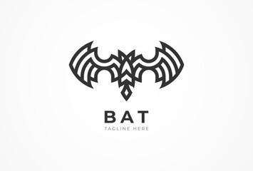 Fototapeta premium Bat Logo, modern Bat Logo with line art style, flat design logo template design, vector illustration