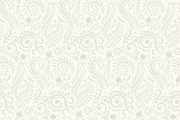 Elegant Vintage Floral Seamless Pattern in Soft Beige