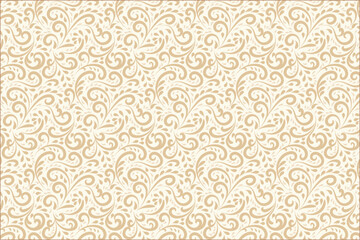 Elegant Seamless Floral Swirl Pattern in Beige and Cream