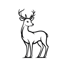 Fototapeta premium Elegant Line Art Deer Silhouette Design for Logos Branding and Decor, transparent background