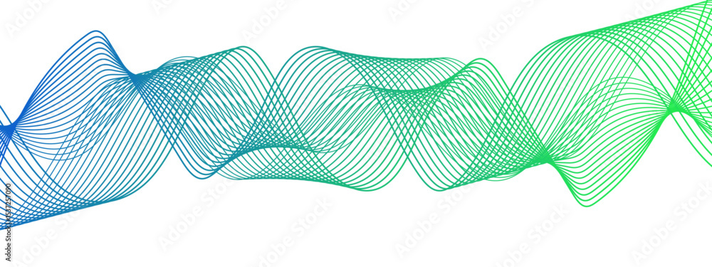 Poster Abstract digital background with smooth, overlapping waveforms made of thin, translucent blue and cyan lines. Lines curve in fluid, harmonic motions with modern, minimalistic, and futuristic visual