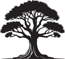 Obraz premium Tree Silhouette Vector | Large Oak Tree Logo Design