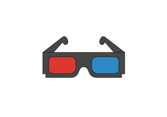 3d Glasses with Red and Blue Lenses Against a Transparent Background