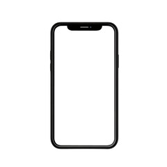 Minimal Phone Outline Illustration with Blank Screen on Transparent Background