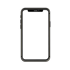Simple Mobile Phone Drawing with Empty Display on Transparent Background